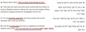 Hebrew Bible Permits Jews to Kill and Rape